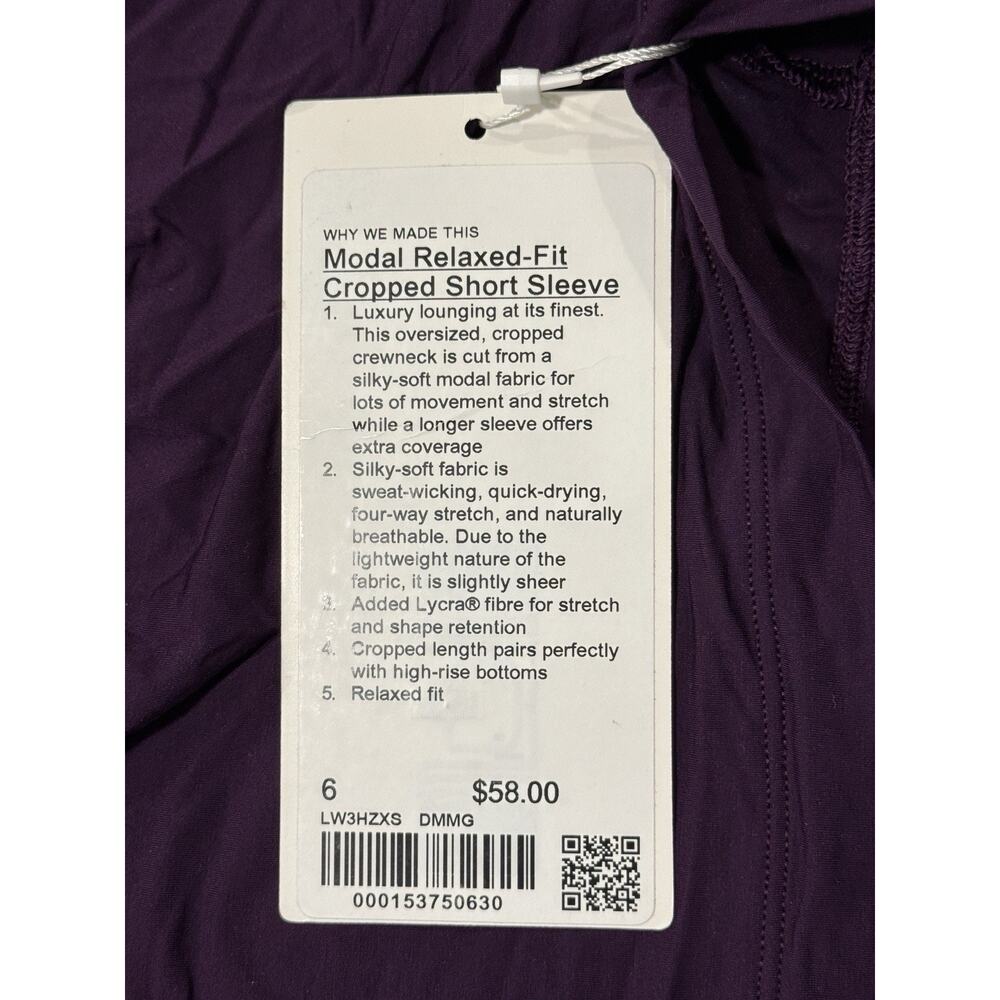 NWT Lululemon Modal Relaxed Fit Cropped Short Sleeve Sz 6 & Lounge Shorts Sz 4 - Picture 9 of 9